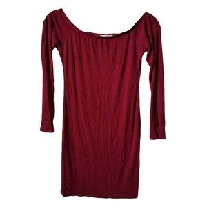 Acemi Women's Dress Medium‎ Red Ribbed Knit Long Sleeve Bodycon Mini
